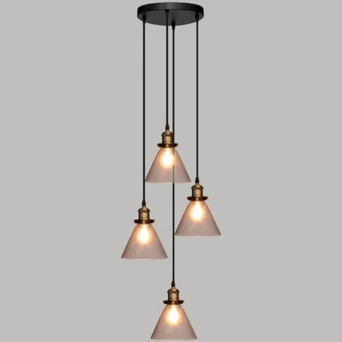Lampe Suspension 4 Têtes Alak 80cm Noir