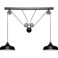 Lampe Suspension 2 Têtes Ezio 120cm Noir