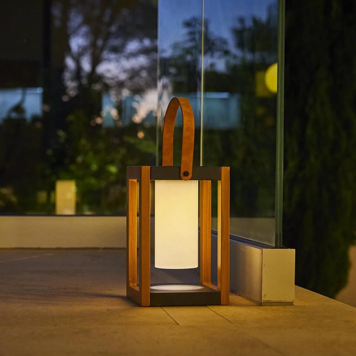 Lanterne solaire SERAPHINA Bois Aluminium H32cm