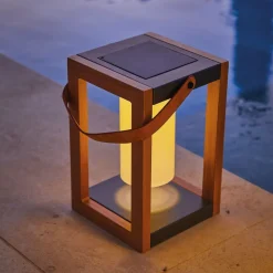 Lanterne solaire SERAPHINA Bois Aluminium H32cm
