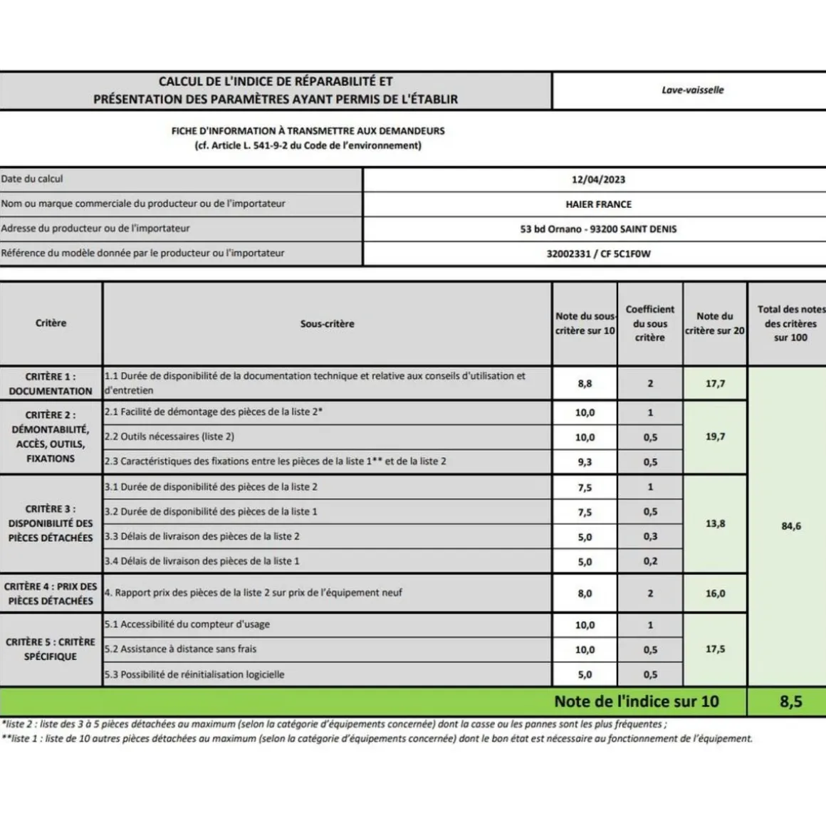 Lave-vaisselle 60cm 15 couverts 41db - CF5C1F0W