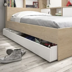 Lit 1 place avec 1 tiroir et rangements 90x200 cm LOUANE