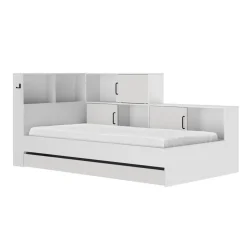 Lit 1 place avec 1 tiroir et rangements 90x200 cm LOUANE