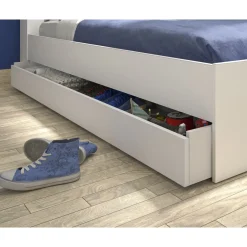 Lit 1 place avec 1 tiroir et rangements 90x200 cm LOUANE