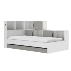 Lit 1 place avec 1 tiroir et rangements 90x200 cm LOUANE