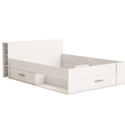 Lit 140 x190 cm avec tête de lit et rangements ILIAN