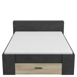 Lit 140 x190 cm avec tête de lit et rangements ILIAN