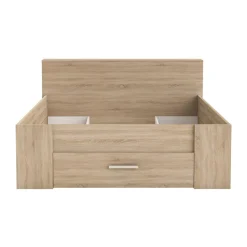 Lit 140 x190 cm avec tête de lit et rangements ILIAN