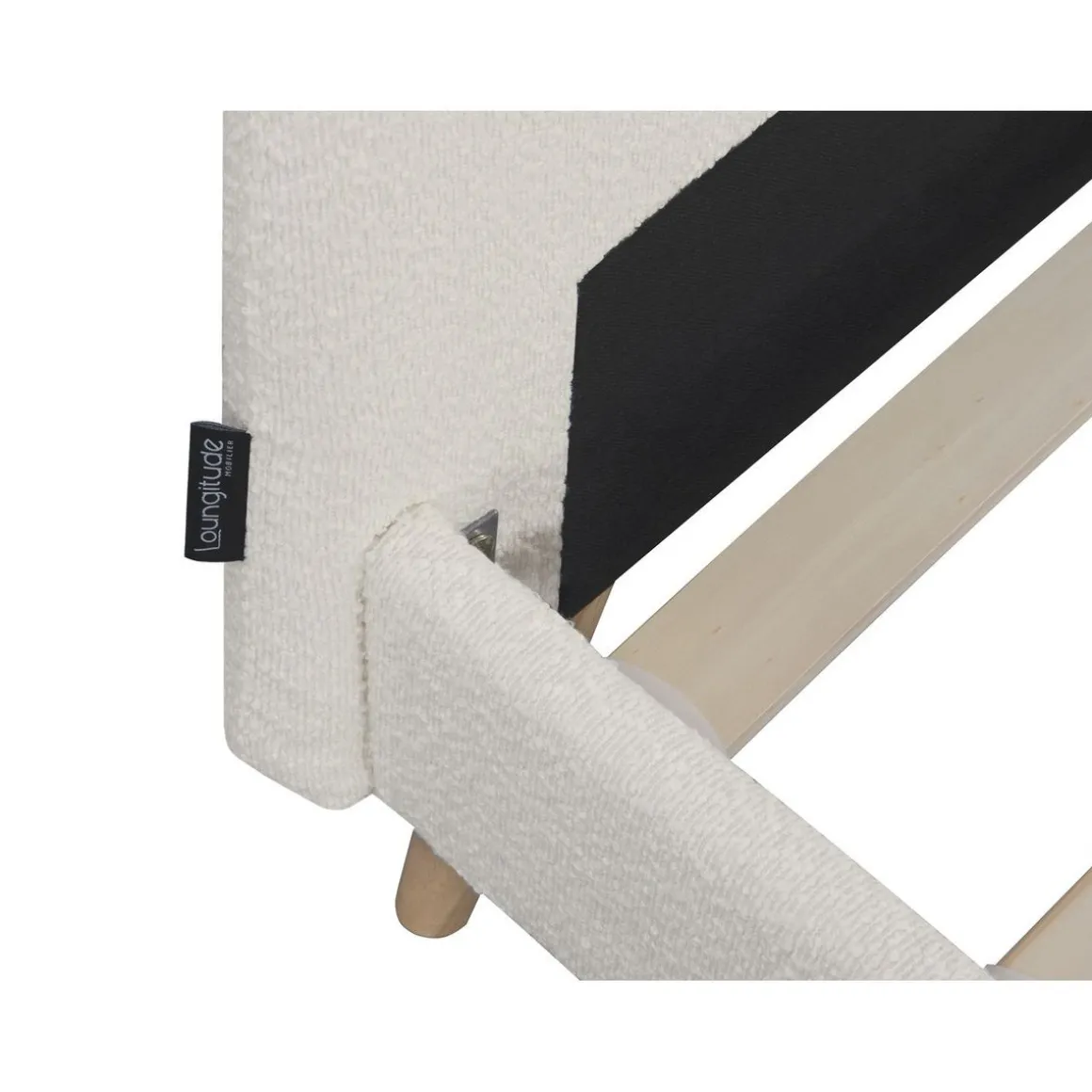 Lit adulte avec tête de lit arrondie tissu laine bouclée 140x190 cm ALMA