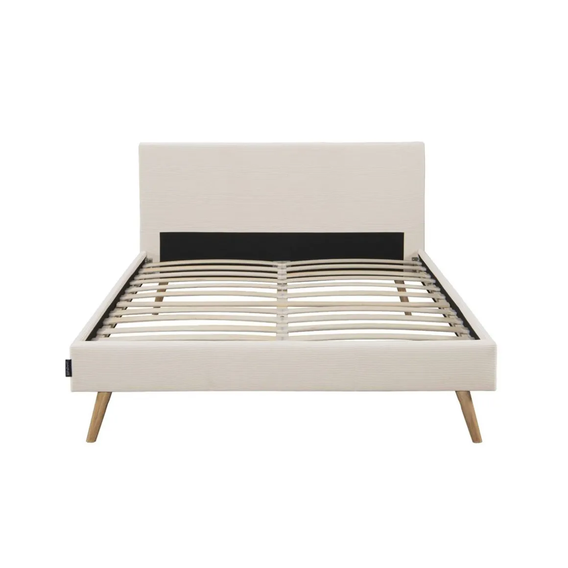 Lit adulte scandinave avec tête de lit velours cotelés 140x190 cm JULIETA