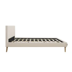 Lit adulte scandinave avec tête de lit velours cotelés 140x190 cm JULIETA