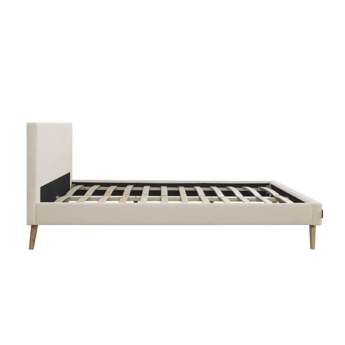 Lit adulte scandinave avec tête de lit velours cotelés 140x190 cm JULIETA