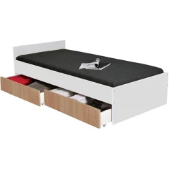 Lit avec rangements 90x190 cm, 2 tiroirs et tête de lit CAMA