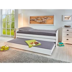 Lit banquette gigogne en pin massif 3 couchages 90x200cm BLANDINE