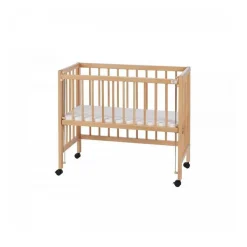 Lit bébé à barreaux cododo en hêtre massif naturel 40x90 cm