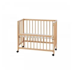 Lit bébé à barreaux cododo en hêtre massif naturel 40x90 cm