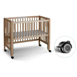 Lit bébé à barreaux cododo Maxi Boxspring en hêtre massif naturel 50x90 cm