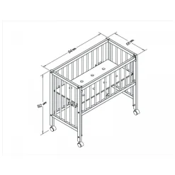 Lit bébé à barreaux cododo Maxi Boxspring en hêtre massif naturel 50x90 cm