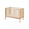 Lit bébé à barreaux pliable 60x120 cm en hêtre massif naturel