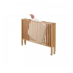 Lit bébé à barreaux pliable 60x120 cm en hêtre massif naturel