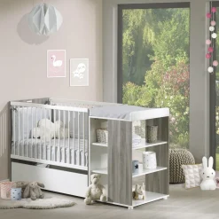 Lit bébé combiné 60 x120 cm évolutif en 90 x190 cm SLEEPY/FLO