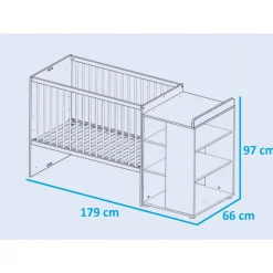 Lit bébé combiné 60 x120 cm évolutif en 90 x190 cm SLEEPY/FLO