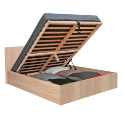 Lit coffre avec sommier relevable et tête de lit 140x190 cm MADRID