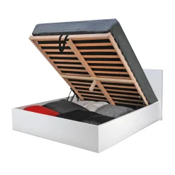 Lit coffre avec sommier relevable et tête de lit 140x190 cm MADRID
