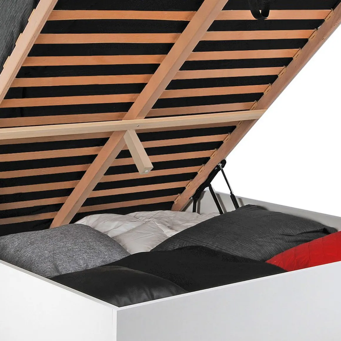 Lit coffre avec sommier relevable et tête de lit 140x190 cm MADRID