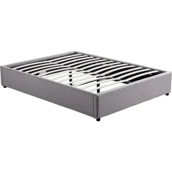 Lit coffre tissu avec sommier relevable 160x200 cm LEO