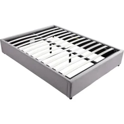 Lit coffre tissu avec sommier relevable 160x200 cm LEO