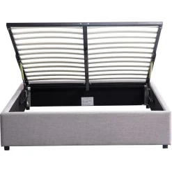 Lit coffre tissu avec sommier relevable 160x200 cm LEO