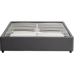 Lit coffre tissu avec sommier relevable 160x200 cm LEO