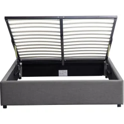 Lit coffre tissu avec sommier relevable 160x200 cm LEO