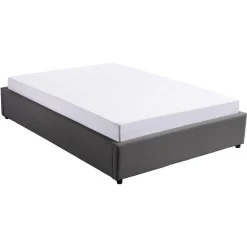 Lit coffre tissu avec sommier relevable 160x200 cm LEO