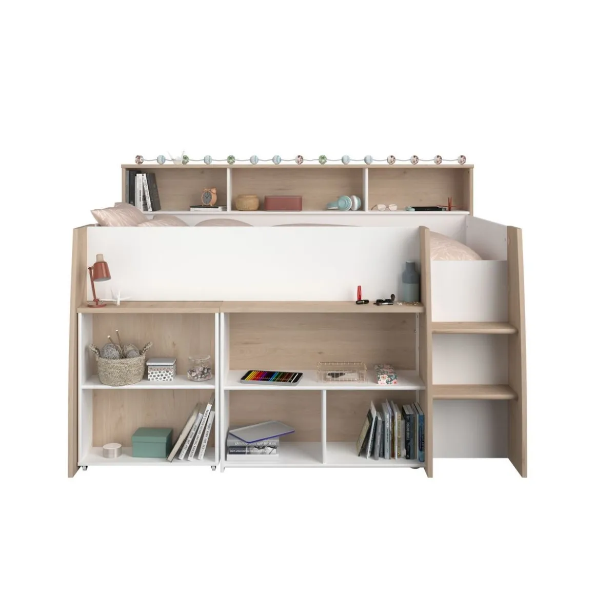 Lit combiné mi hauteur sommier inclus 90x200cm GREG