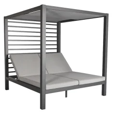 Lit de jardin 2 places structure aluminium gris foncé Matala