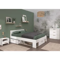 Lit double avec rangements 140X190/200 cm SANDRINE