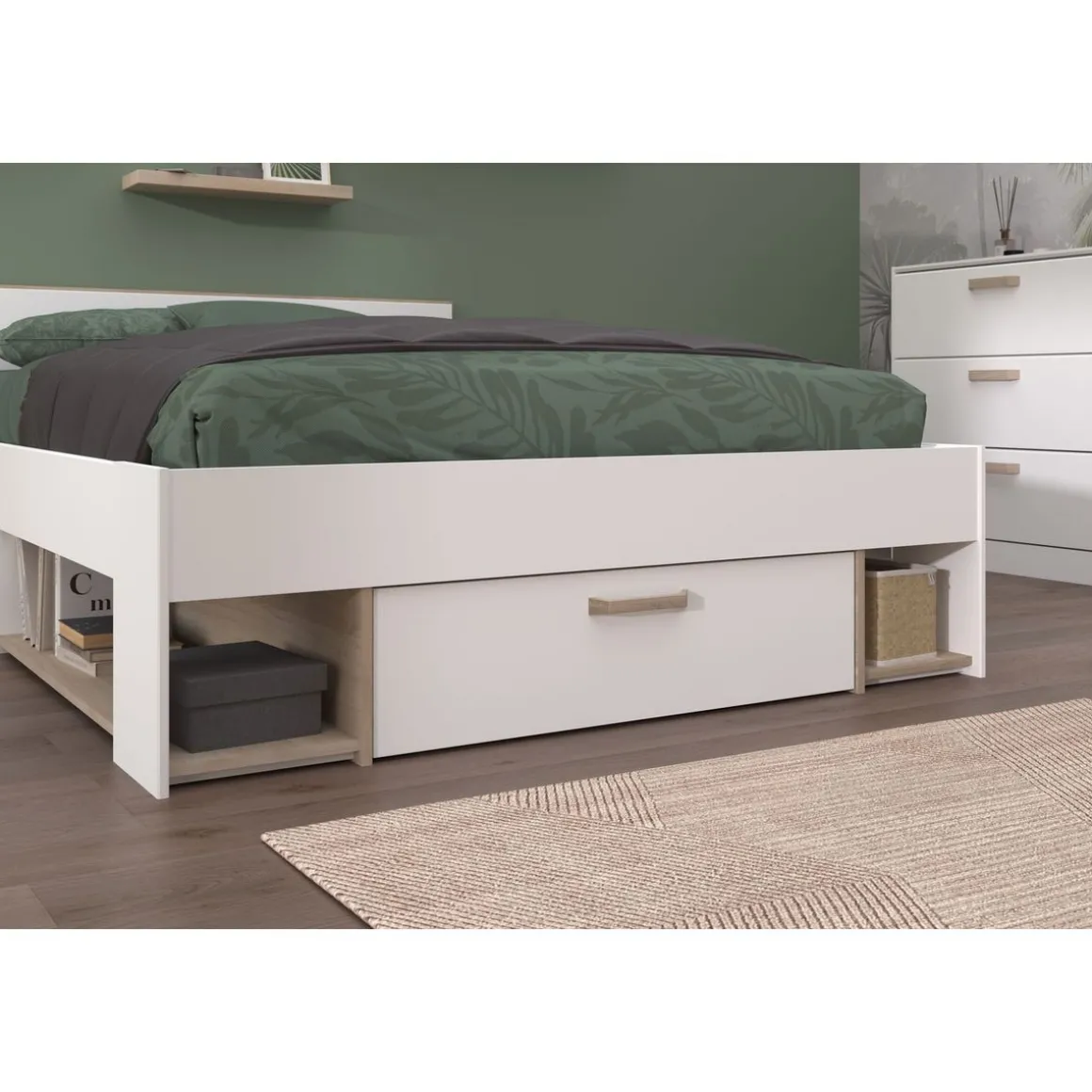 Lit double avec rangements 140X190/200 cm SANDRINE