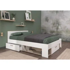 Lit double avec rangements 140X190/200 cm SANDRINE
