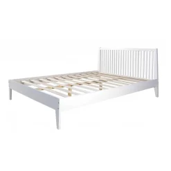 Lit double en bois massif 140x200cm blanc pin lit futon a lattes cadre de lit