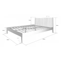 Lit double en bois massif 140x200cm blanc pin lit futon a lattes cadre de lit