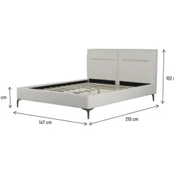 Lit double en tissu design Moritz - 140 x 190 cm - Beige