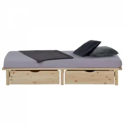 Lit en palette moderne 90x200 cm avec 2 tiroirs et sommier à lattes