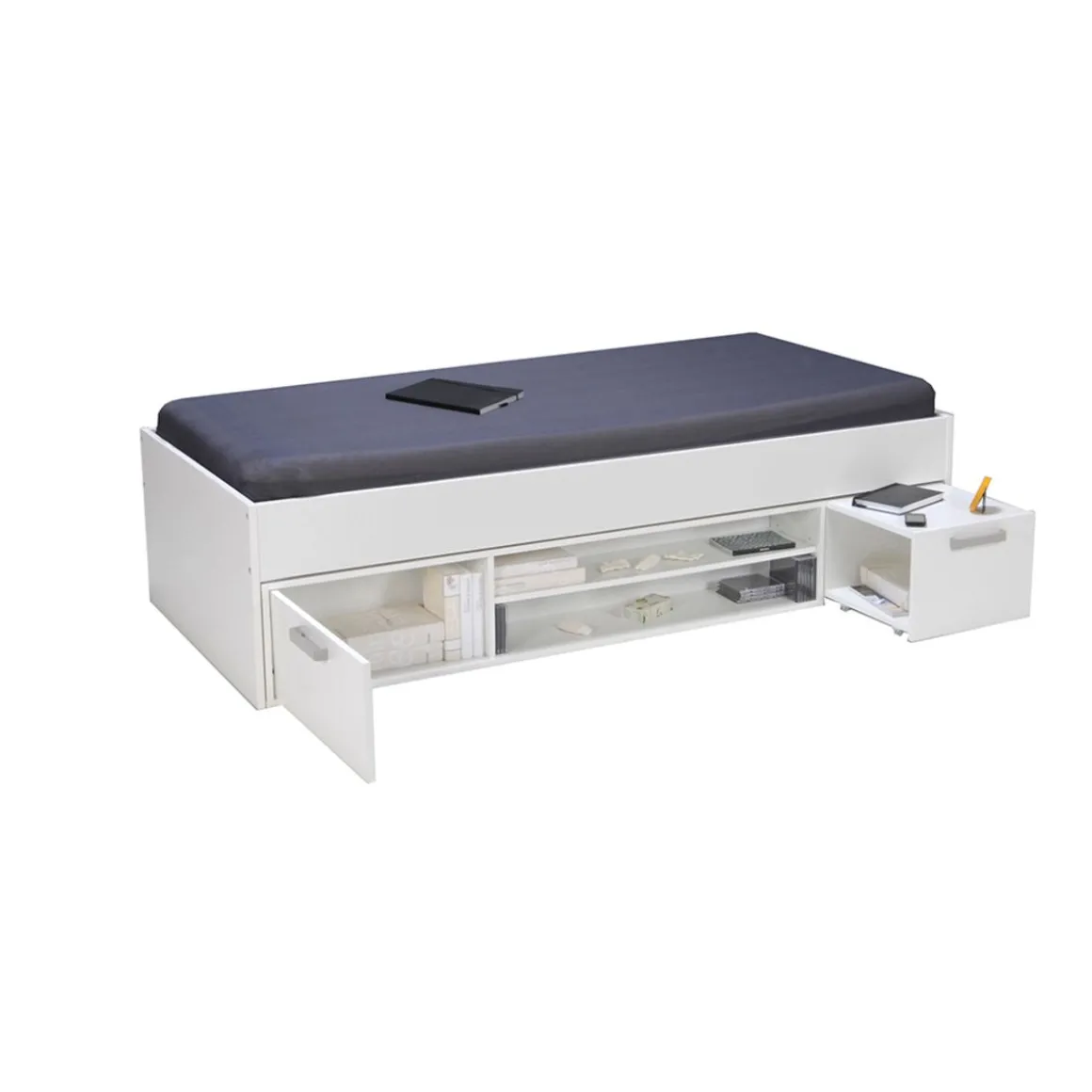 Lit enfant TEDY pour couchage 90x190cm avec chevet et rangements