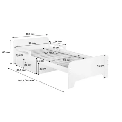 Lit enfant évolutif 90 x 140/190cm avec tiroir