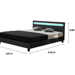 Lit LED Maria - 160 x 200 cm - Noir