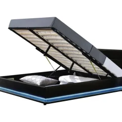 Lit LED avec coffre Anastasia - 140 x 190 cm - Noir
