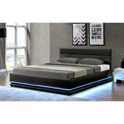 Lit LED avec coffre Anastasia - 140 x 190 cm - Noir