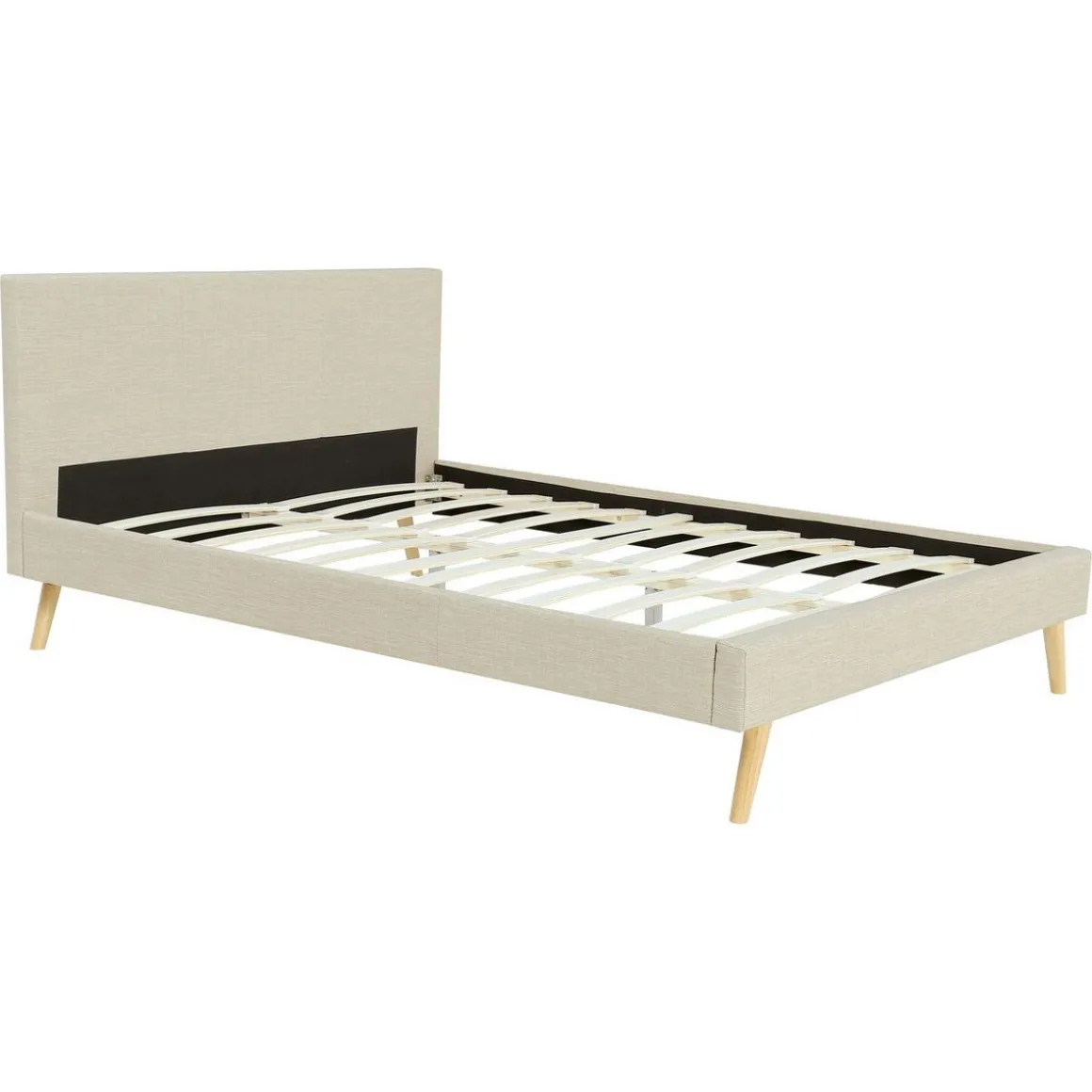 Lit scandinave tissu avec tête de lit et sommier 160x200 cm PORTIMAO